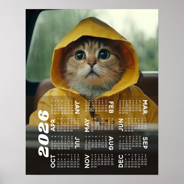 Póster Calendario 2026 con Foto Vista anual completa Mode (Frente)