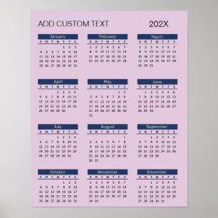 Póster Calendario 2026 de moda añade tu propio texto pers