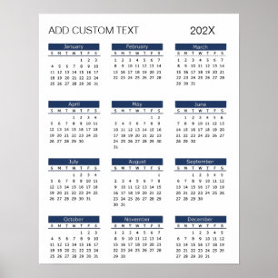 Póster Calendario 2026 de moda con texto personalizado