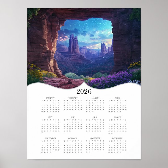 Póster Calendario 2026 de pared de año completo para el p (Frente)