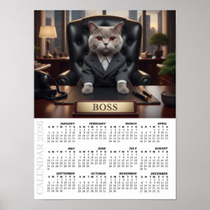 Póster Calendario 2026, El Jefe - Gatos Divertidos en la 