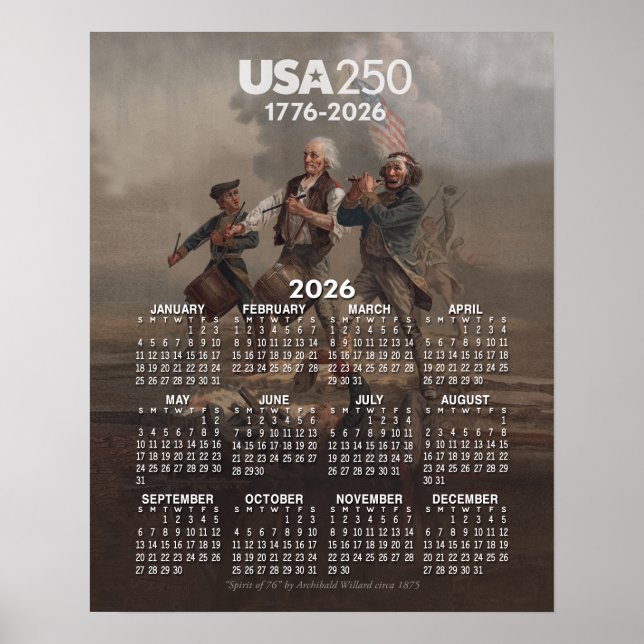 Póster Calendario 2026 - Espíritu del 76 - 250 años de Am (Frente)