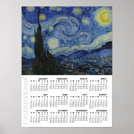 Póster Calendario 2026, Grande, Noche estrellada / Van Go