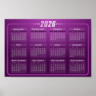 Póster Calendario 2026 Morado