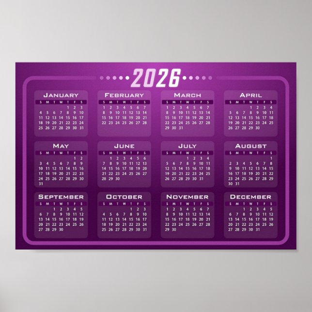 Póster Calendario 2026 Morado (Frente)