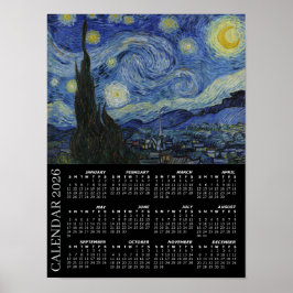 Póster Calendario 2026, Noche estrellada / Van Gogh, Gran