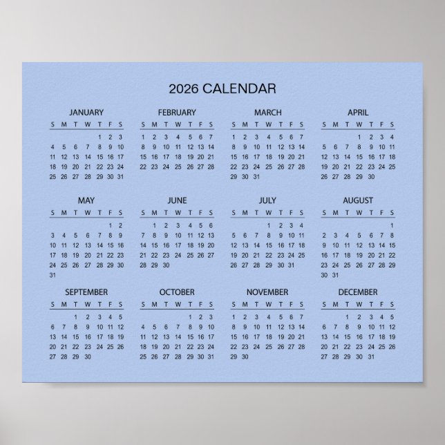 Póster Calendario 2026 Simple pero Elegante |  (Frente)