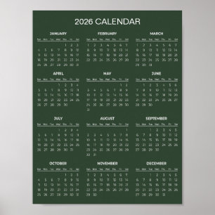 Póster Calendario 2026 Simple pero Elegante   