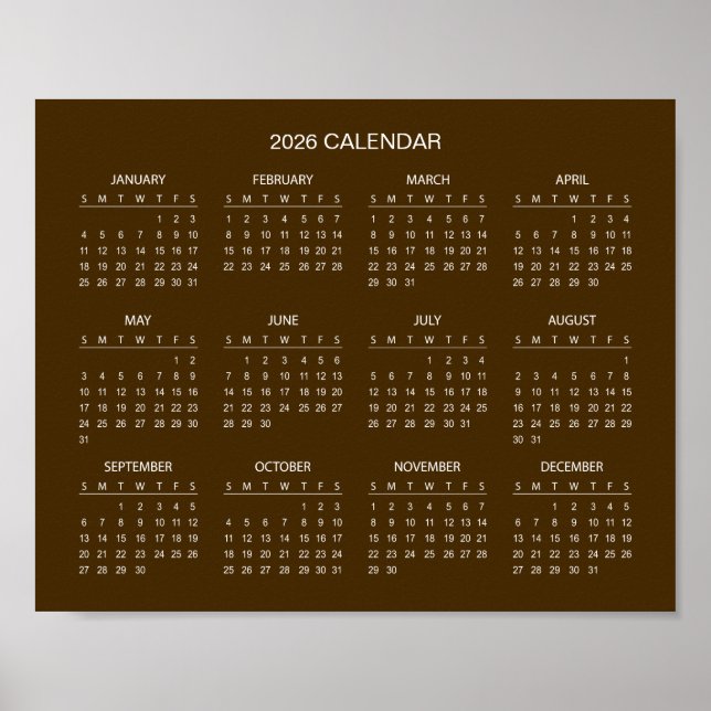 Póster Calendario 2026 Simple pero Elegante |  (Frente)