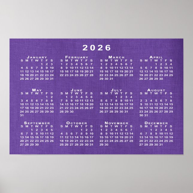 Póster Calendario 2026 sobre la foto de una plantilla de  (Frente)