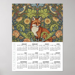 Póster Calendario 2026, Zorro de Jardín, Abubilla, Willia