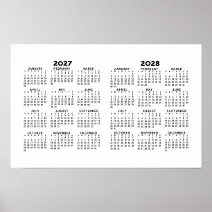 Póster Calendario 2027 2028 - Básico Minimalista 2 años