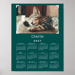 Póster Calendario 2027 con foto y nombre de mascota perso