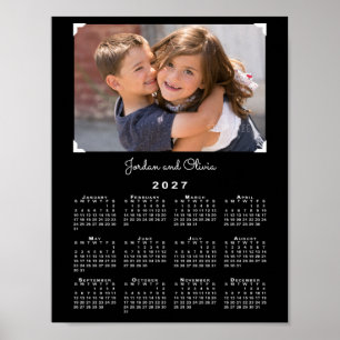 Póster Calendario 2027 con tu foto y nombre en negro