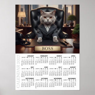 Póster Calendario 2027, El Jefe - Gatos Divertidos en la 