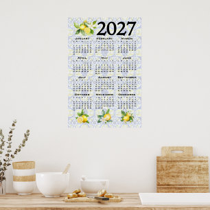Póster Calendario 2027 Limones Azulejos Mediterráneos Ita