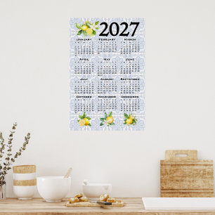 Póster Calendario 2027 Limones Azulejos Mediterráneos Ita