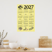 Calendario 2027, Olivos Mediterráneos Rayas Amaril