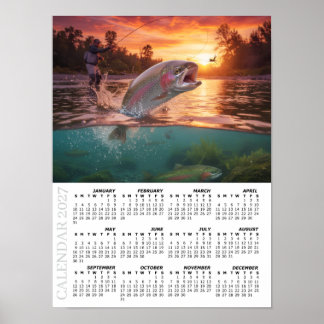 Póster Calendario 2027, Pesca con Mosca, Trucha / Pez