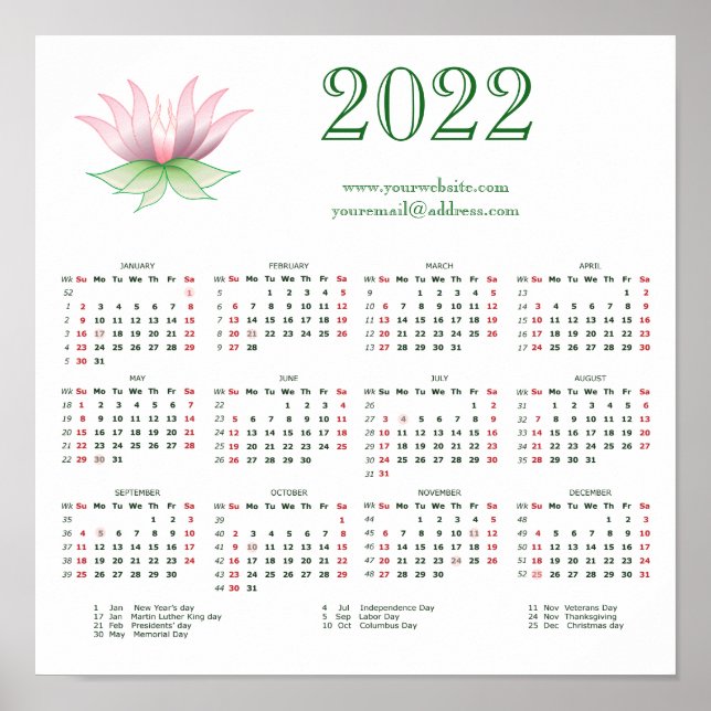 Póster Calendario 202 para empresas, añada su logotipo,pá (Frente)