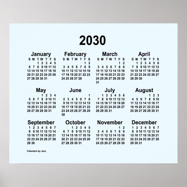 Póster Calendario 2030 Alice Blue de Janz Print (Frente)