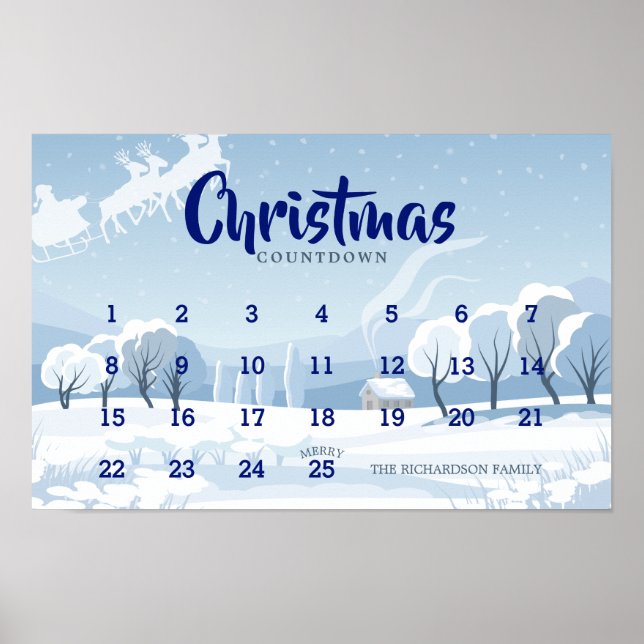 Póster Calendario Adicional de Cuenta Regresiva de navida (Frente)