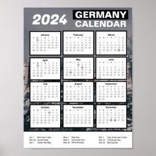 Póster Calendario alemán de 2024 en inglés   Descargar Pd