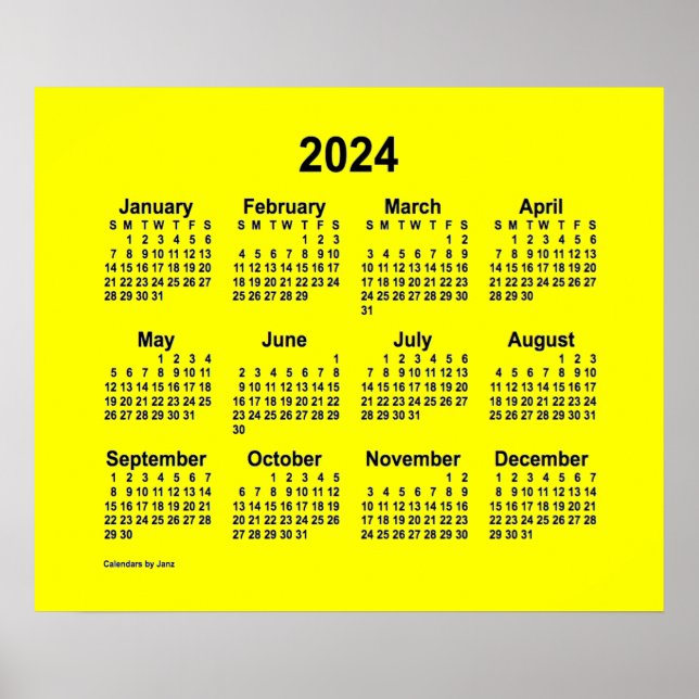 Póster Calendario Amarillo 2024 de Janz Print (Frente)