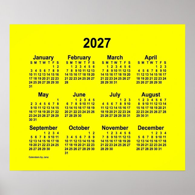 Póster Calendario Amarillo 2027 de Janz Print (Frente)