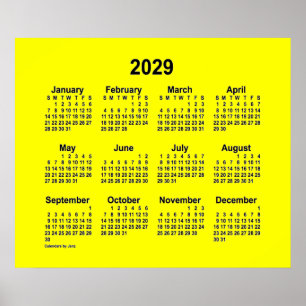 Póster Calendario Amarillo 2029 por Janz Print