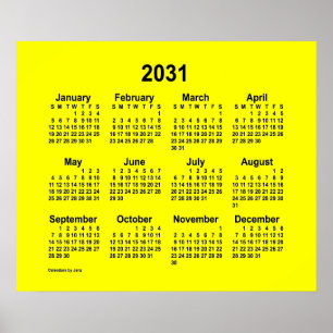 Póster Calendario Amarillo 2031 por Janz Print