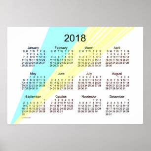 Póster Calendario amarillo cian 2018 de Janz Poster