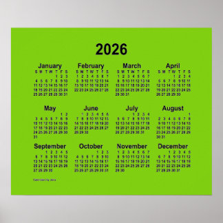 Póster Calendario Amarillo Verde 2026 de Janz Print