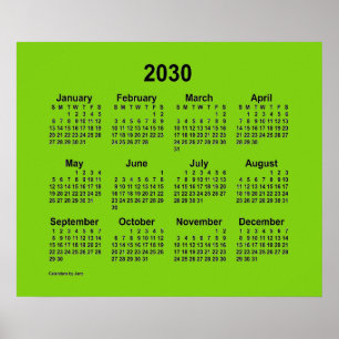 Póster Calendario Amarillo Verde 2030 de Janz Print