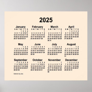 Póster Calendario Antiguo Blanco 2025 de Janz Print