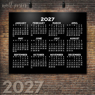 Póster Calendario anual 2024 - horizontal - Negro