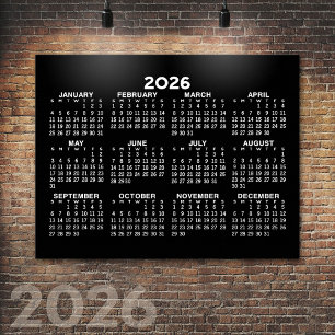 Póster Calendario anual 2024 - horizontal - Negro