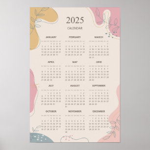 Póster Calendario Anual 2025 Abstracto Estético Minimalis