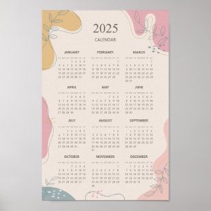 Póster Calendario Anual 2025 Abstracto Estético Minimalis