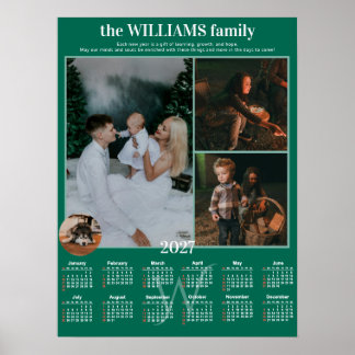 Póster Calendario anual 2026 personalizado con 4 fotos en