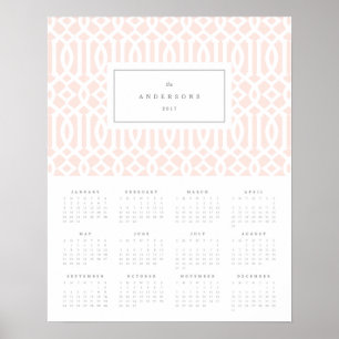 Póster Calendario Anual Blush Trellis 16x20 2017