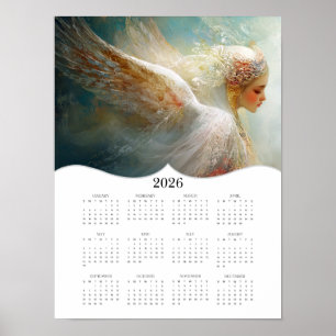 Póster Calendario anual de pared de ángel 2026
