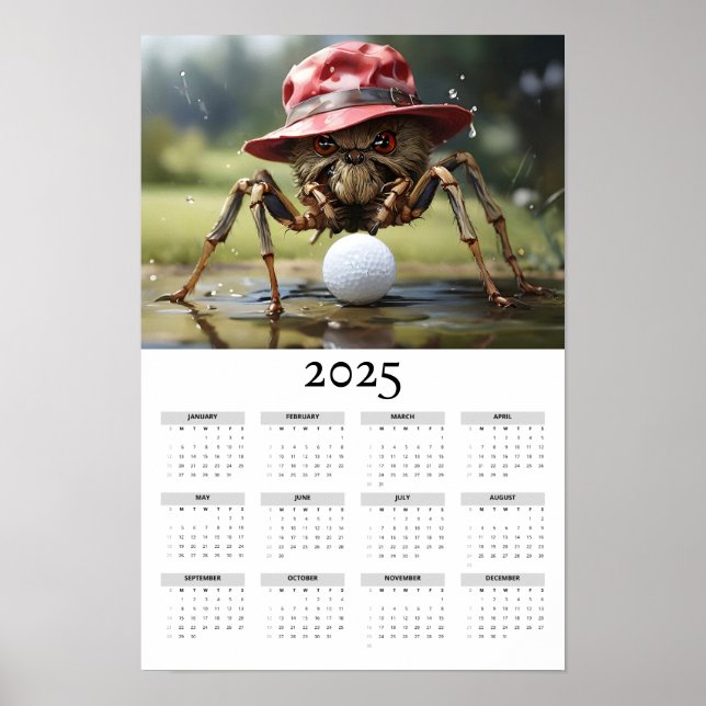 Póster Calendario anual de pared de araña con sombrero ro (Frente)