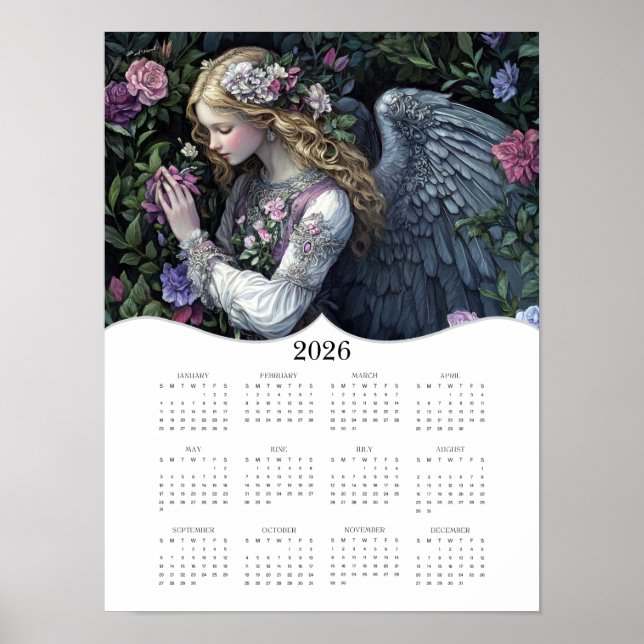 Póster Calendario anual de pared para todo el año 2026 de (Frente)