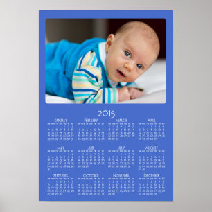 Póster Calendario Anual de Poster Azul Personalizado 2015