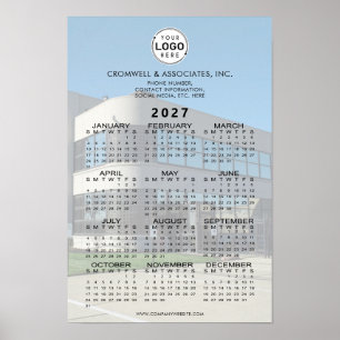 Póster Calendario anual de un vistazo con logotipo empres