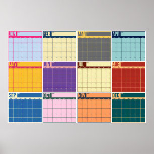Póster Calendario Anual en Vista General Sin Fecha Negrit