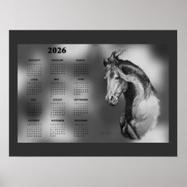Póster Calendario Anual Hermoso Semental Caballo