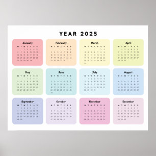 Póster Calendario Anual Minimalista Personalizado