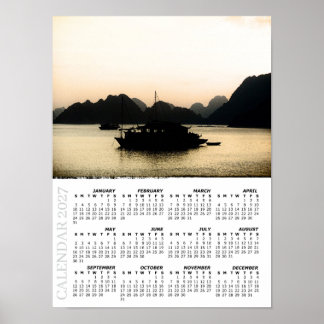 Póster Calendario Atardecer 2027, Bahía de Halong, Vietna